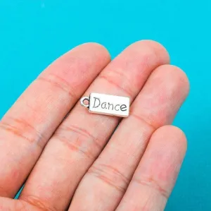 10 Silver Tone Metal DANCE Tags Charm Pendants chs0234