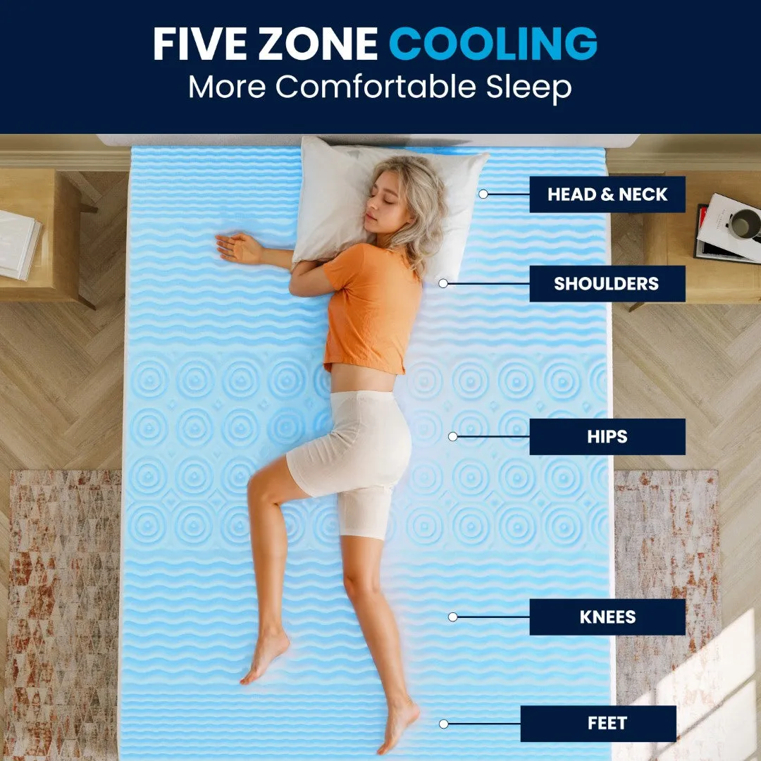 2-Inch Cooling Gel Memory Foam Topper, 5-Zone Queen, CertiPUR-US Certified