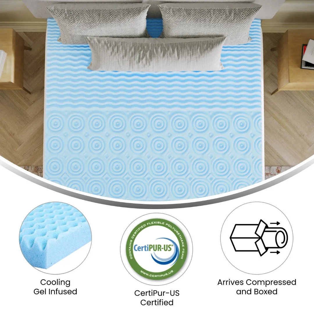 2-Inch Cooling Gel Memory Foam Topper, 5-Zone Queen, CertiPUR-US Certified