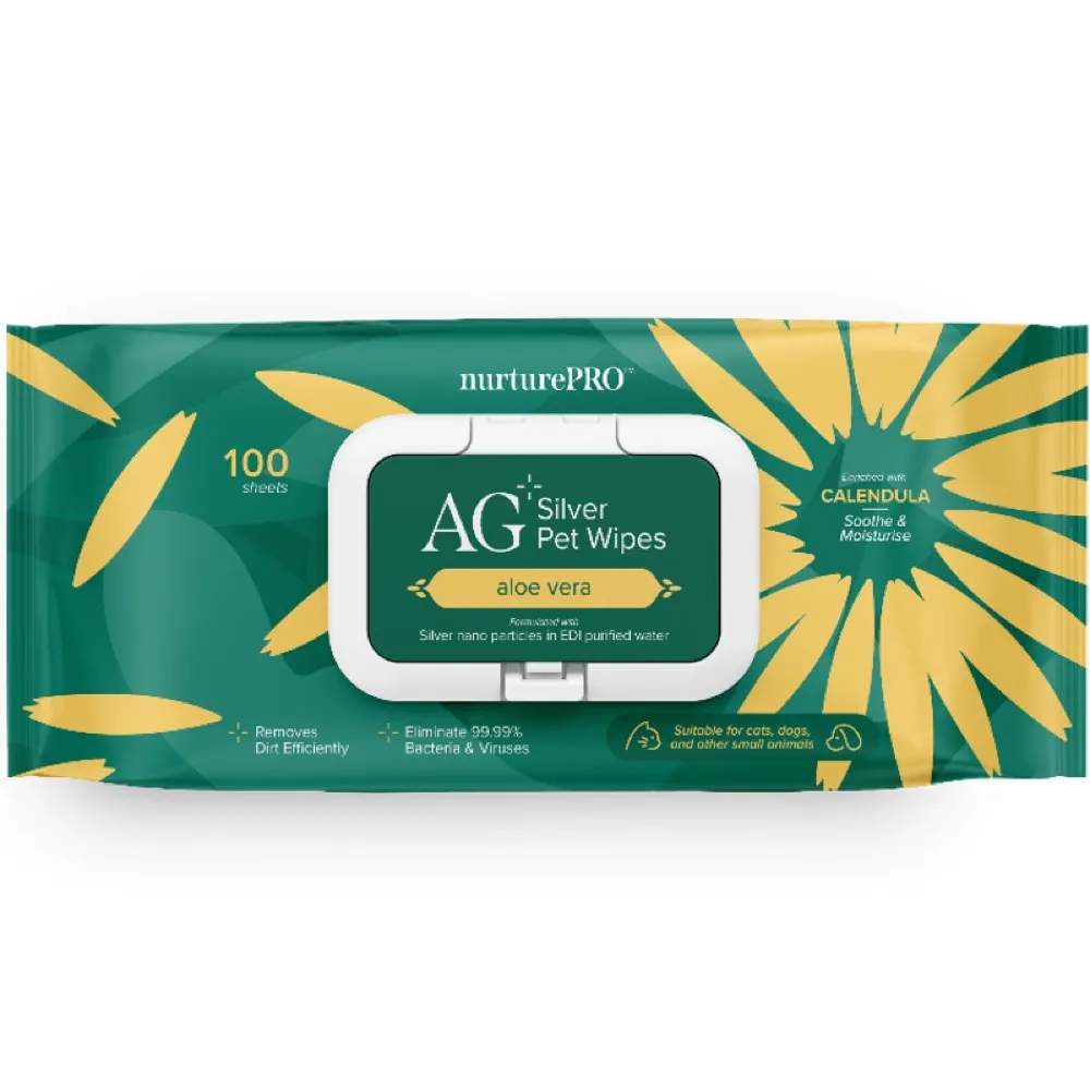 20% OFF: Nurture Pro AG  Silver Pet Wipes (Aloe Vera) 100ct