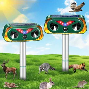 2025 Upgraded Cat Repellent Outdoor,Solar Ultrasonic Animal Repeller with Motion Sensor & Flashing Lights,Ultrasonic Control for Deer,Squirrel,Raccoon,Rabbit,Fox,Skunk Deterrent for Yard Garden (2)