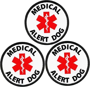 3Pcs Medical Alert Dog Patch - Tactical Embroidered Hook & Loop Patch for Service Dog Vests, Gear