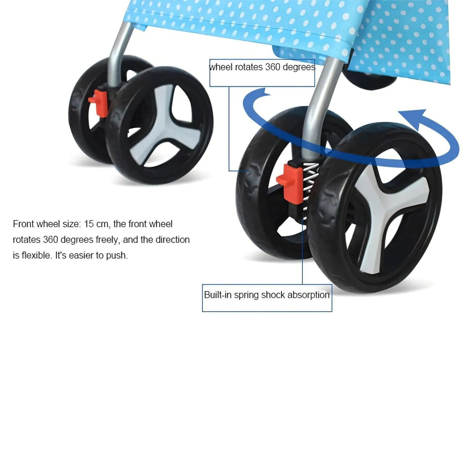 4 Wheel Pet Stroller for Cat, Dog and More, Foldable Carrier Strolling Cart, Folding Cat Jogger Stroller with Storage Basket & Breathable Mesh, Dark Blue