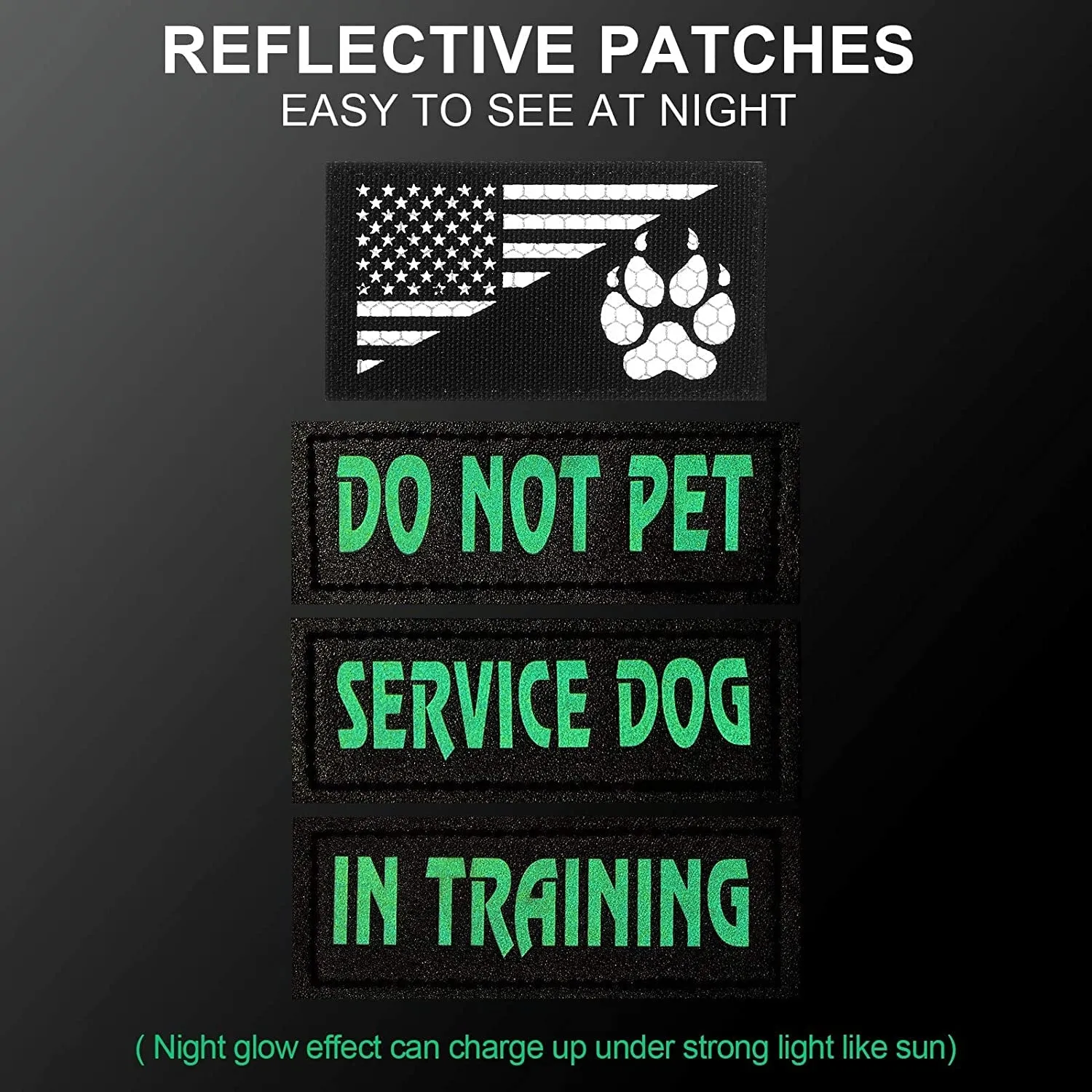 8 Pieces Reflective Service Dog Vest Patches Do Not Pet in Training Dog Patches Dog Harness Patch Removable Tactical Dog Vest Patches with Printed Dog Paw for Dog(Classic Patterns,4.3 X 1.6 Inch)