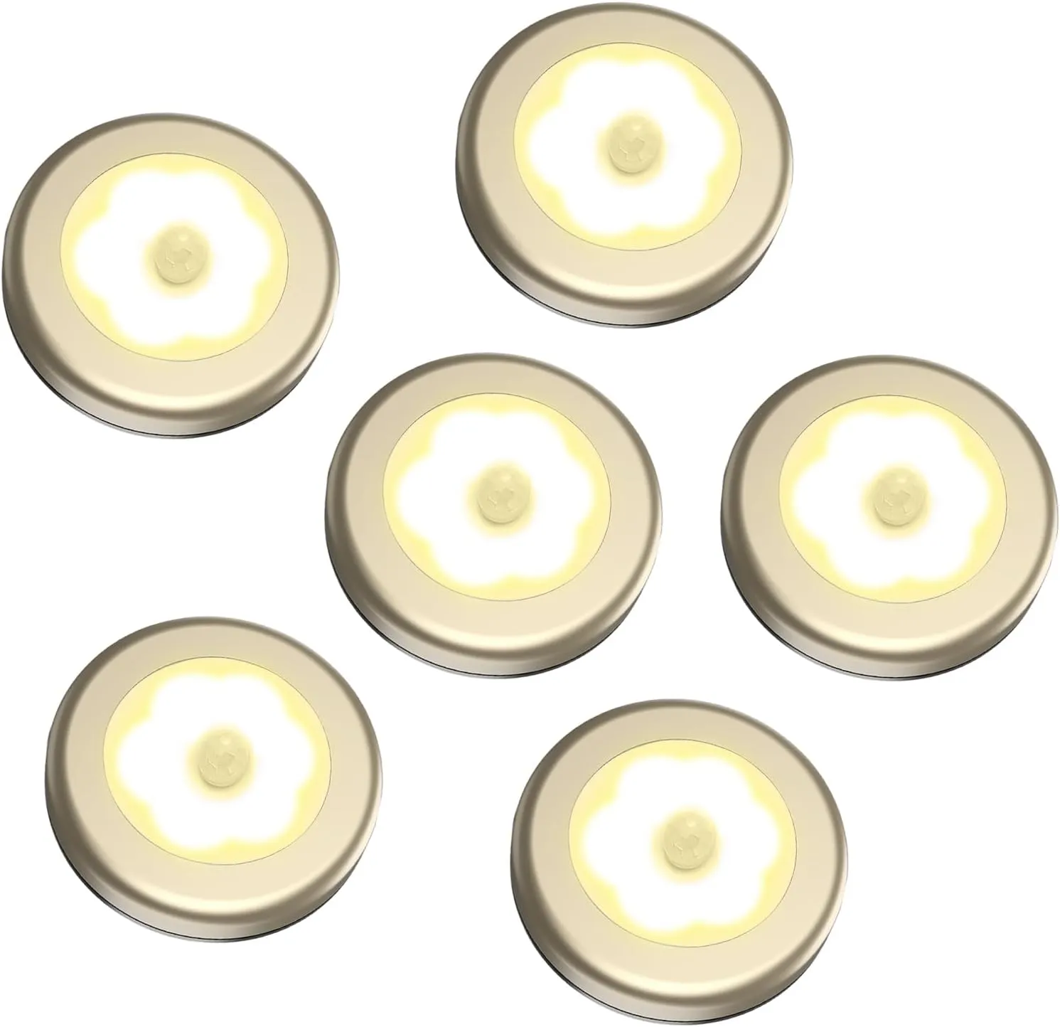 AMIR 3.15 Motion Sensor Light, 6 Pack Cordless Battery-Powered LED Night Light, Stick-Anywhere Closet Lights Stair Lights, Safe Lights for Hallway, Bathroom, Bedroom, Kitchen (Golden - Warm White)