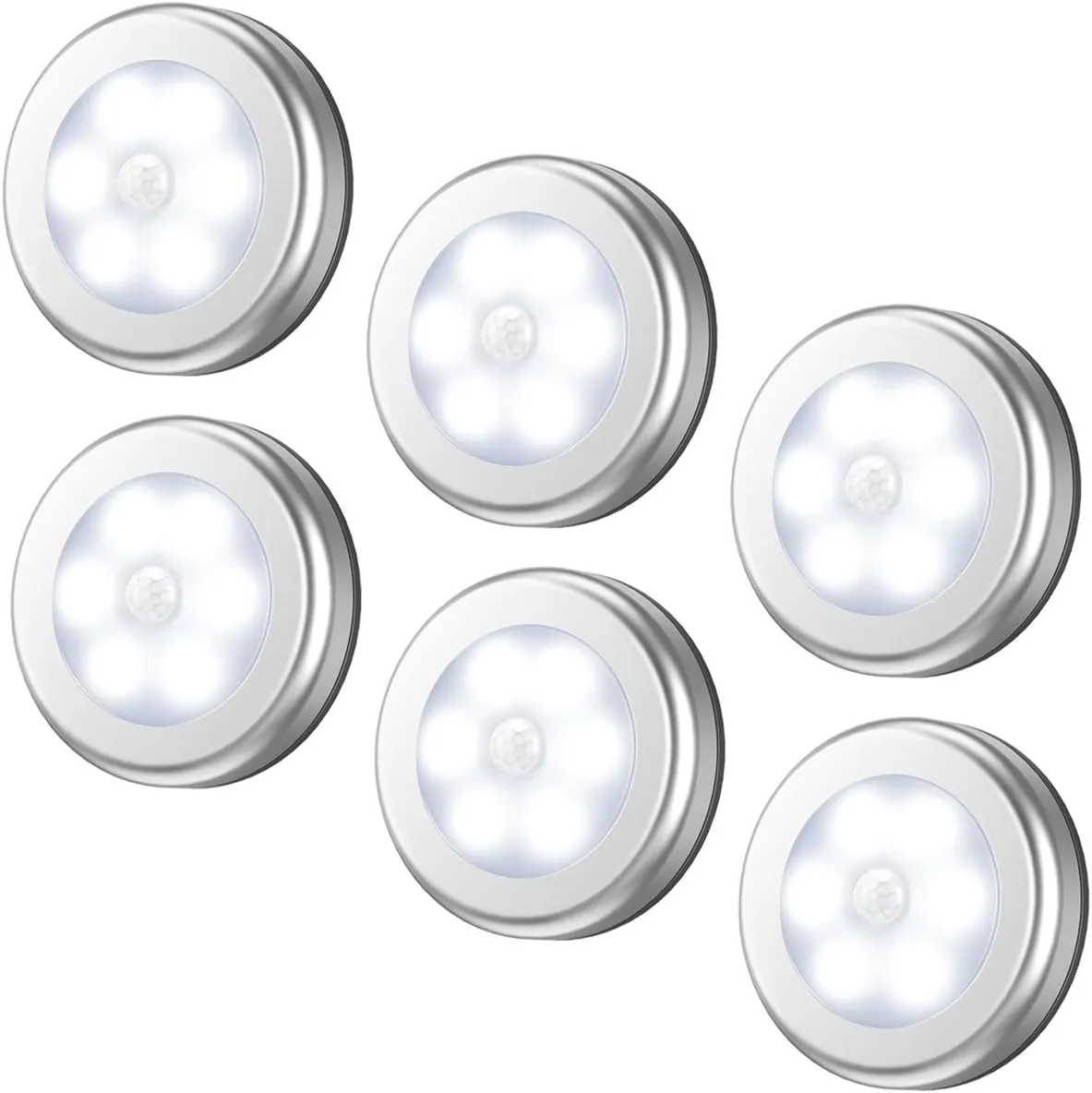 AMIR Upgraded 3.15 Motion Sensor Light, Cordless Battery-Powered LED Night Light, Stick-Anywhere Closet Lights Stair Lights, Safe Lights for Hallway, Bathroom, Bedroom, Kitchen (White - Pack of 6)