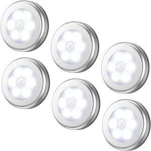 AMIR Upgraded 3.15 Motion Sensor Light, Cordless Battery-Powered LED Night Light, Stick-Anywhere Closet Lights Stair Lights, Safe Lights for Hallway, Bathroom, Bedroom, Kitchen (White - Pack of 6)