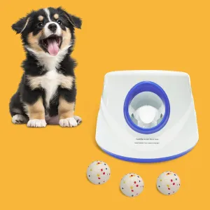 Automatic Dog Ball Launcher- Small Silent Dog Ball Thrower with Remote Control, 3 Adjustable Distances (20ft/33ft/46ft), Rechargable,Includes 3 Durable 2.3" Balls for Small/Medium Dogs