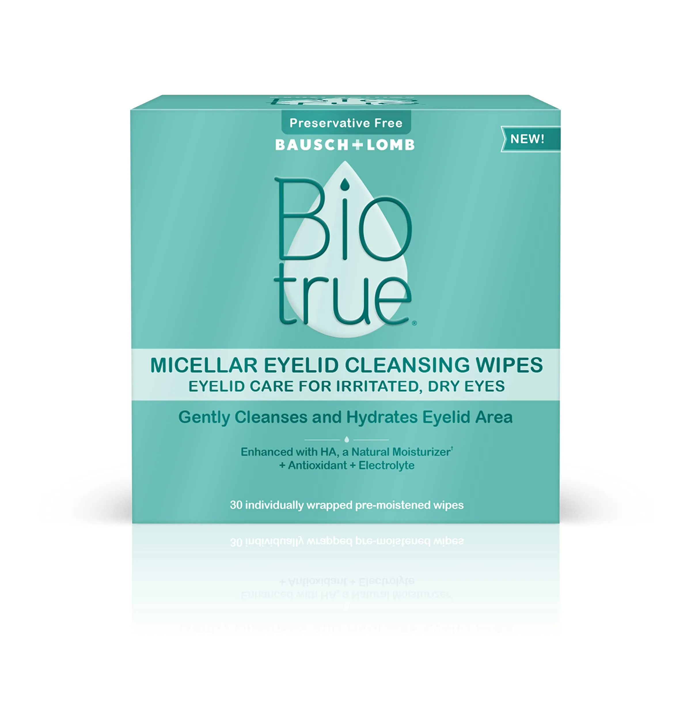 Biotrue Micellar Eyelid Care for Irritated and Dry Eyes Cleansing Wipes, Preservative Free, from Bausch   Lomb, Multi, 30 Count Unscented 30 Count (Pack of 1)