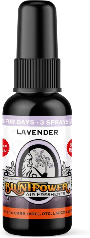 BluntPower (Lavender, 1 Pack) Concentrated Air Freshener for Room and Car Spray - Oil-Based Diffuser Spray Bottle - Long-Lasting Bathroom Spray, Car Freshener, & Odor Eliminator Spray
