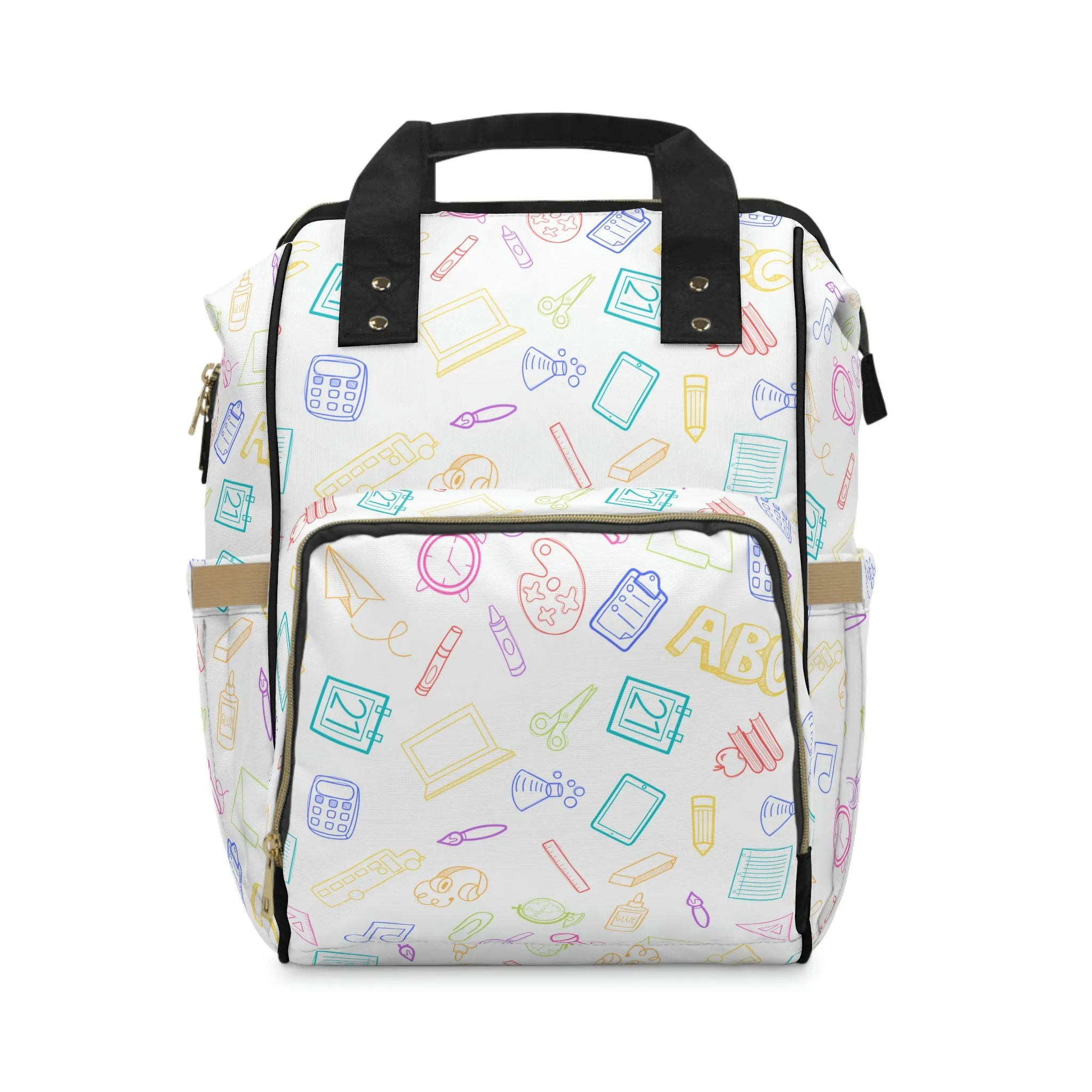 Bright Rainbow on White Elementary Doodles Backpack