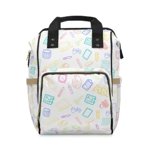 Bright Rainbow on White Elementary Doodles Backpack