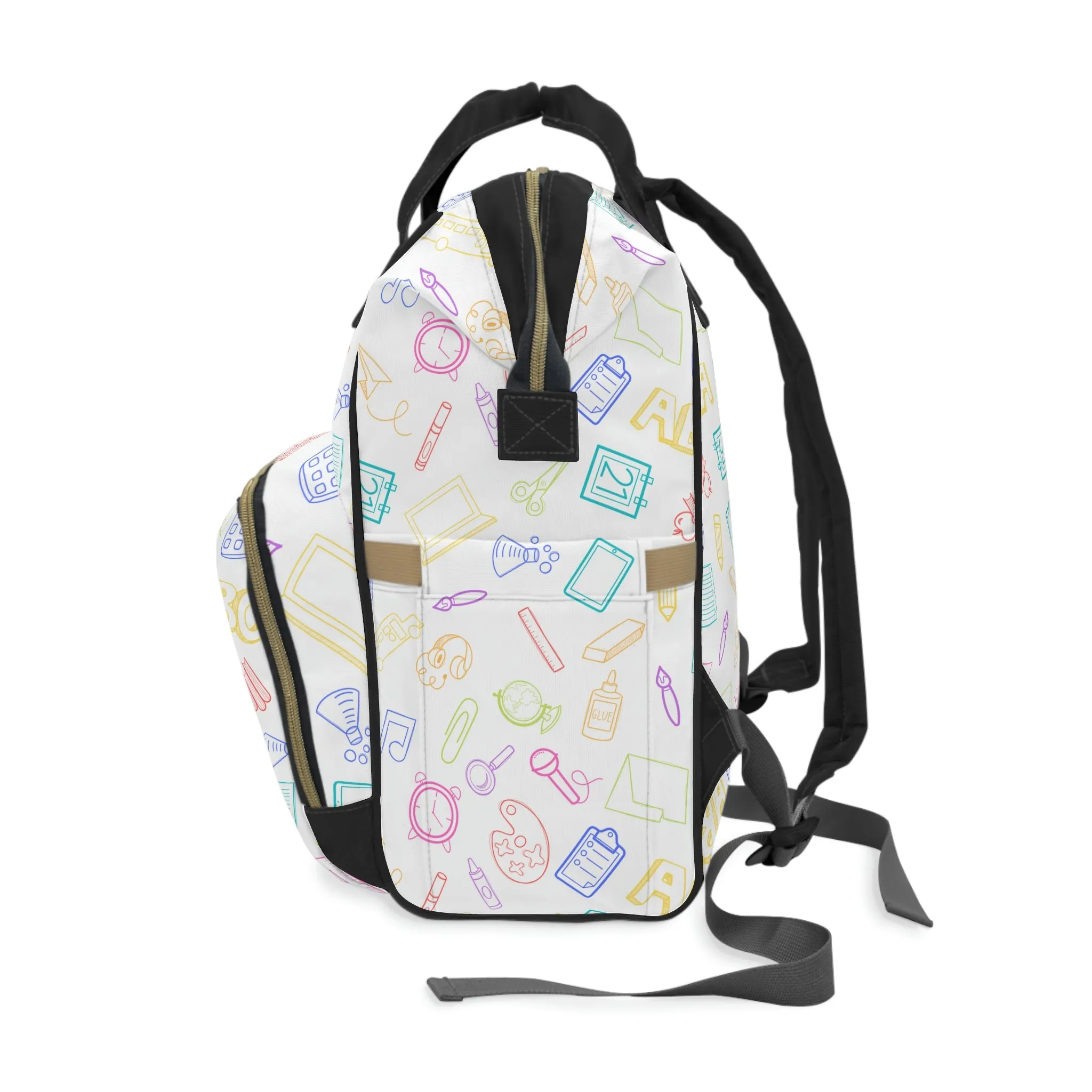 Bright Rainbow on White Elementary Doodles Backpack