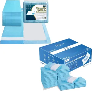 Bundle Total 200 Pads-Bed Pads with Adhesive Strip 30"x36"[100 Pads], Extra Large Thicken Chucks 36"x36"[100 Pads], Heavy Duty Adults Incontinence Underpads Disposable, Extra Large Puppy Pee