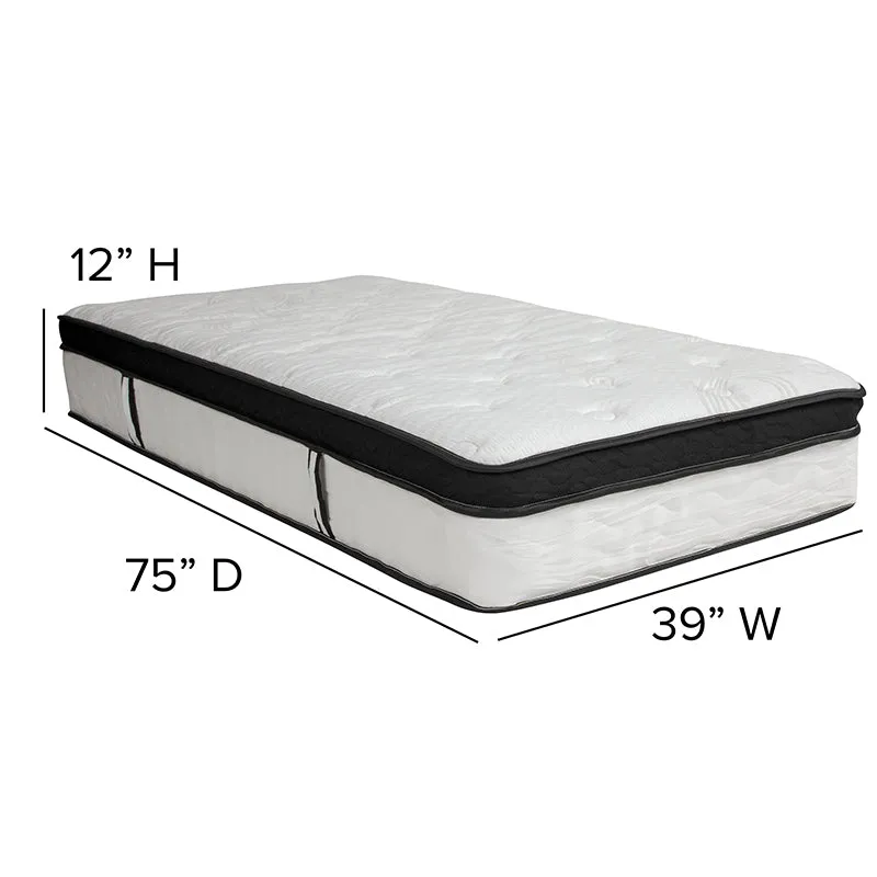 Capri Comfortable Sleep 12 Inch CertiPUR-US Certified Memory Foam & Pocket Spring Mattress, Twin Mattress in a Box