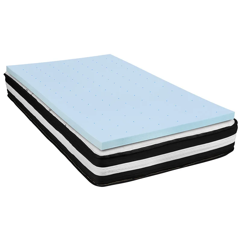 Capri Comfortable Sleep Twin 10 Inch CertiPUR-US Certified Foam Pocket Spring Mattress & 3 inch Gel Memory Foam Topper Bundle