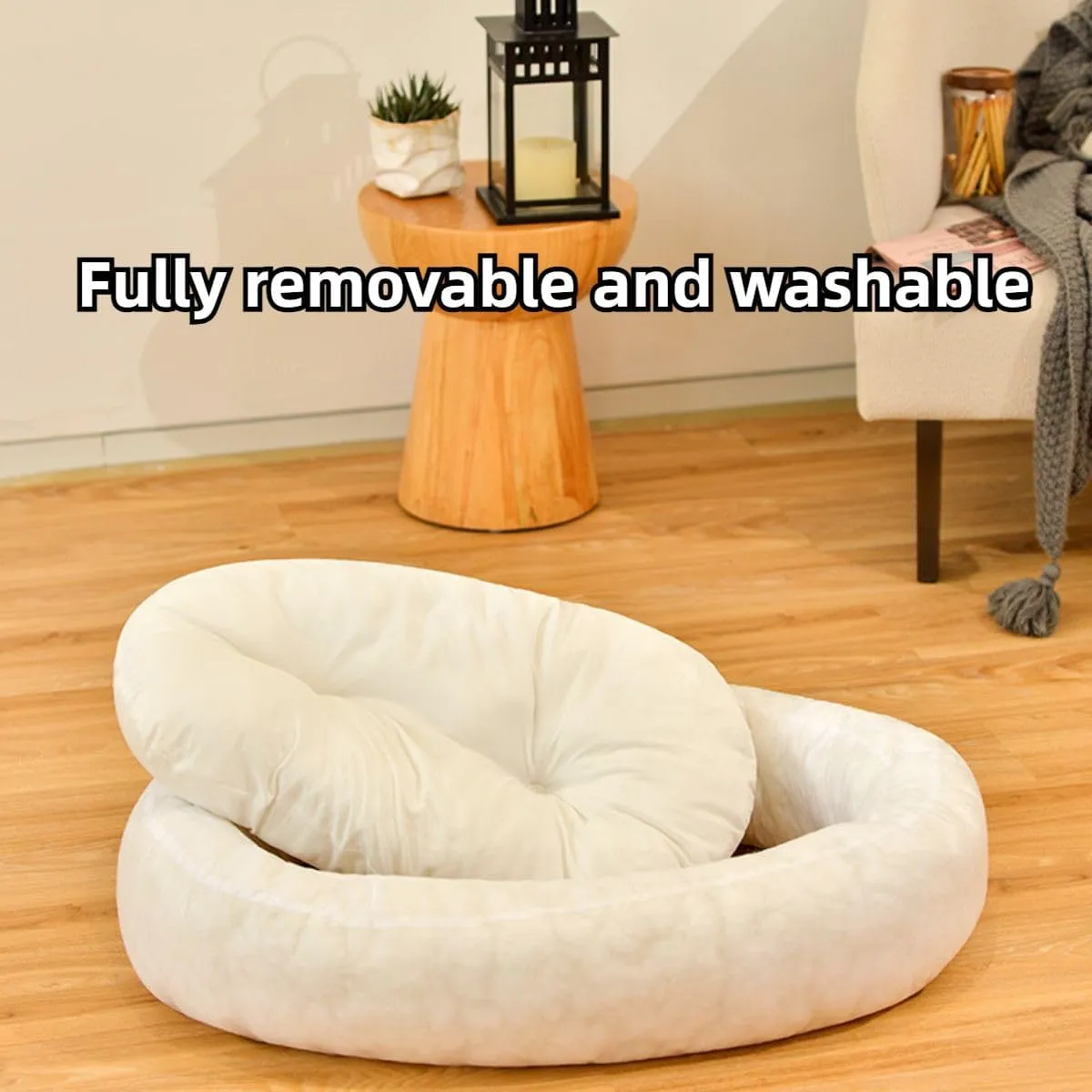 Cat Bed for Indoor Cats, Machine Washable, Cat Beds for Indoor Cats or Small Dogs, Puppy, Kitty, Kitten, Rabbit, Anti-Slip & Water-Resistant Bottom (Green,Large)