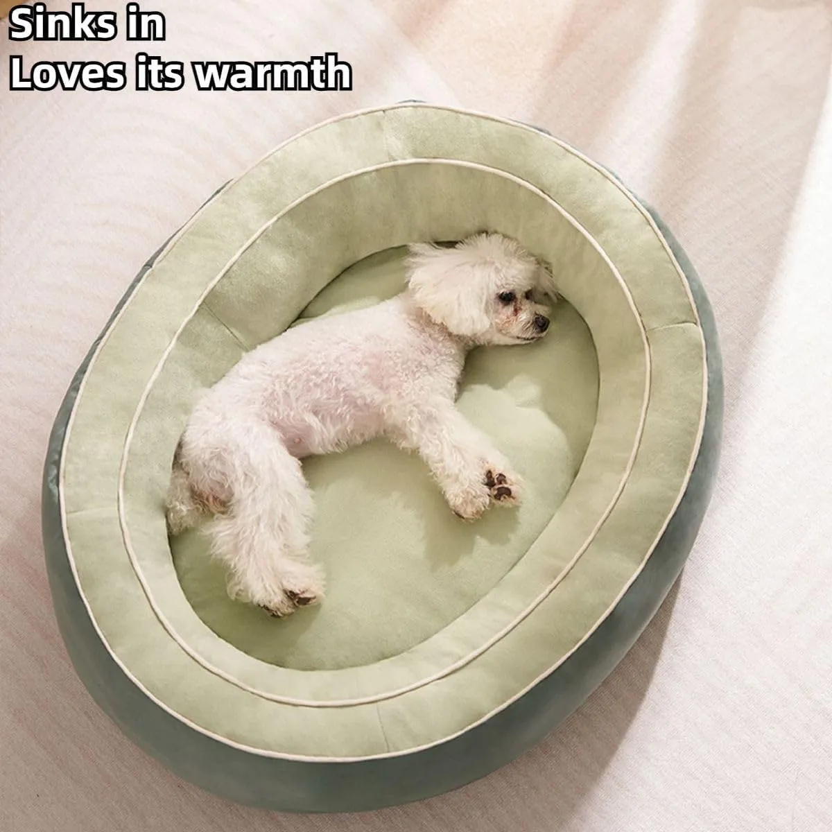 Cat Bed for Indoor Cats, Machine Washable, Cat Beds for Indoor Cats or Small Dogs, Puppy, Kitty, Kitten, Rabbit, Anti-Slip & Water-Resistant Bottom (Green,Large)