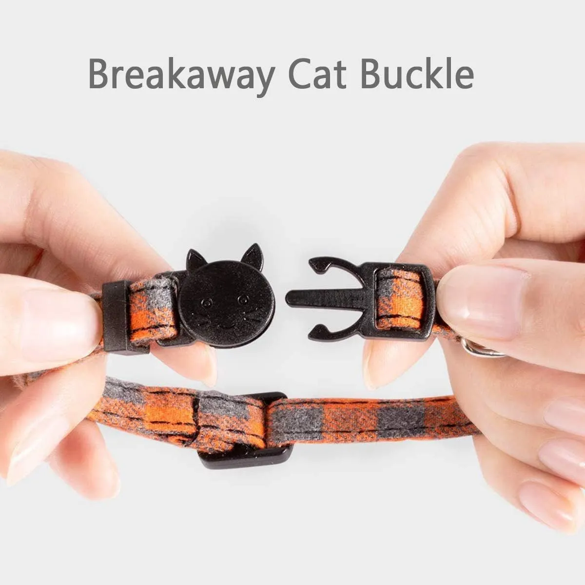 Cat Collar Breakaway with Bell, Cute Plaid Patterns Design Adjustable Kitty Safety Collars 2 Pack Pet Collar for Cats(7-11inches, Teal Pink)