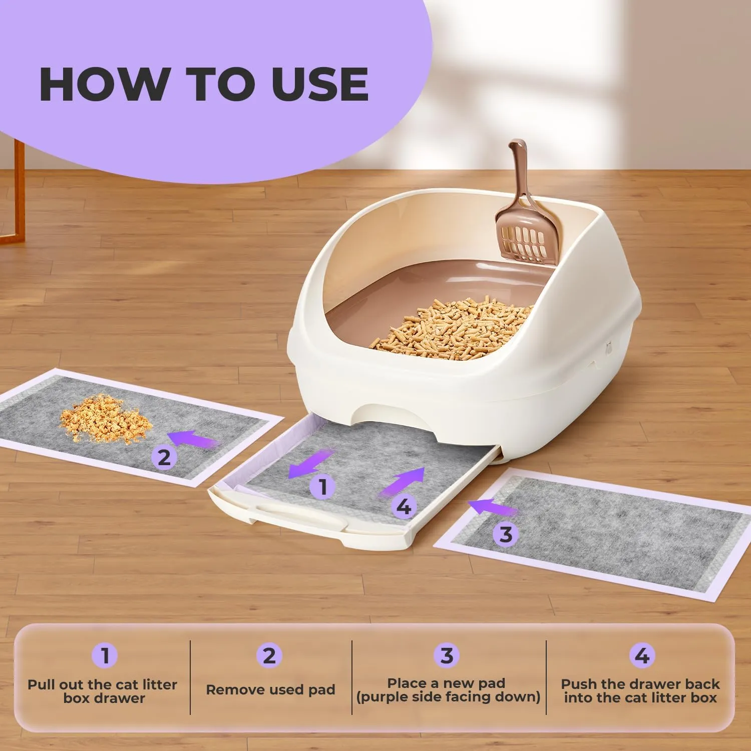 Cat Pads Refills for Litter Box: Cat Litter Mat for Tidy Cats Breeze Litter System - Thickened 6-Layer Super Absorbent Breeze Pads - 16.9" X 11.4" Activated Carbon Odor Control - Pack of 40