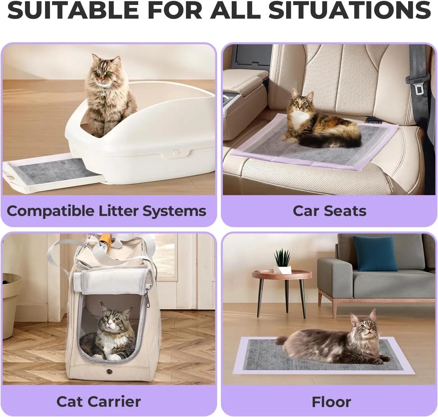 Cat Pads Refills for Litter Box: Cat Litter Mat for Tidy Cats Breeze Litter System - Thickened 6-Layer Super Absorbent Breeze Pads - 16.9" X 11.4" Activated Carbon Odor Control - Pack of 40