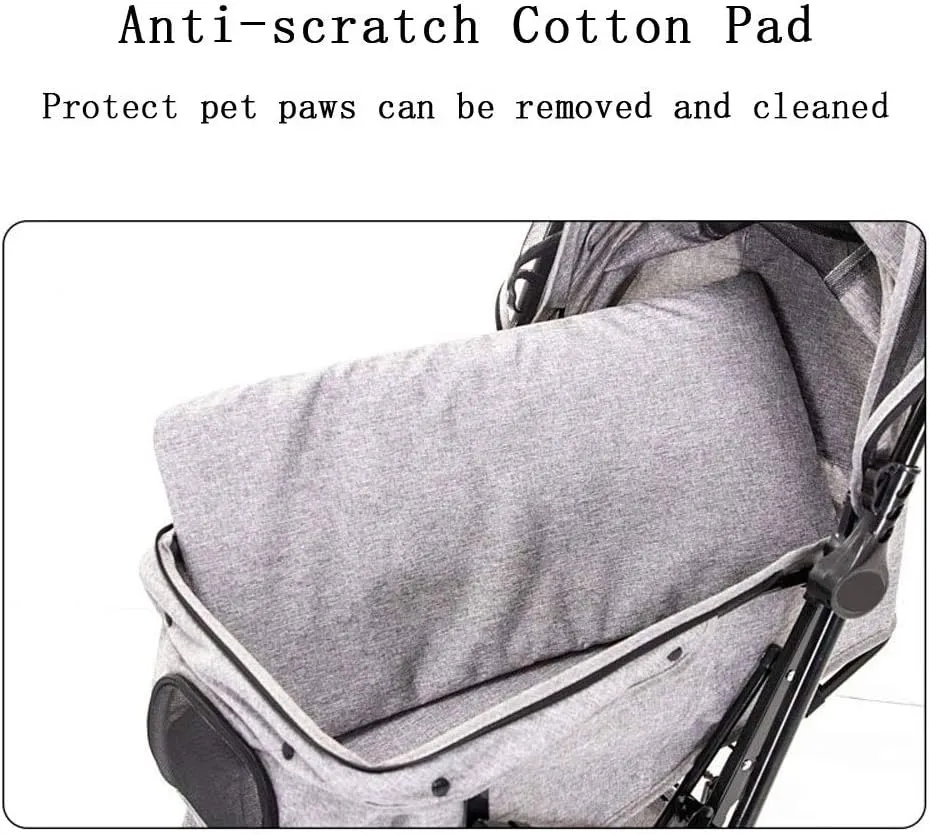 Cat/Dog Stroller Easy One-Hand Fold 4 Wheel Dog Strollers for Medium Small Dogs Reversible Push Handle Pet Stroller Puppy & Kitten Carrier Extended Cockpit (Grey)