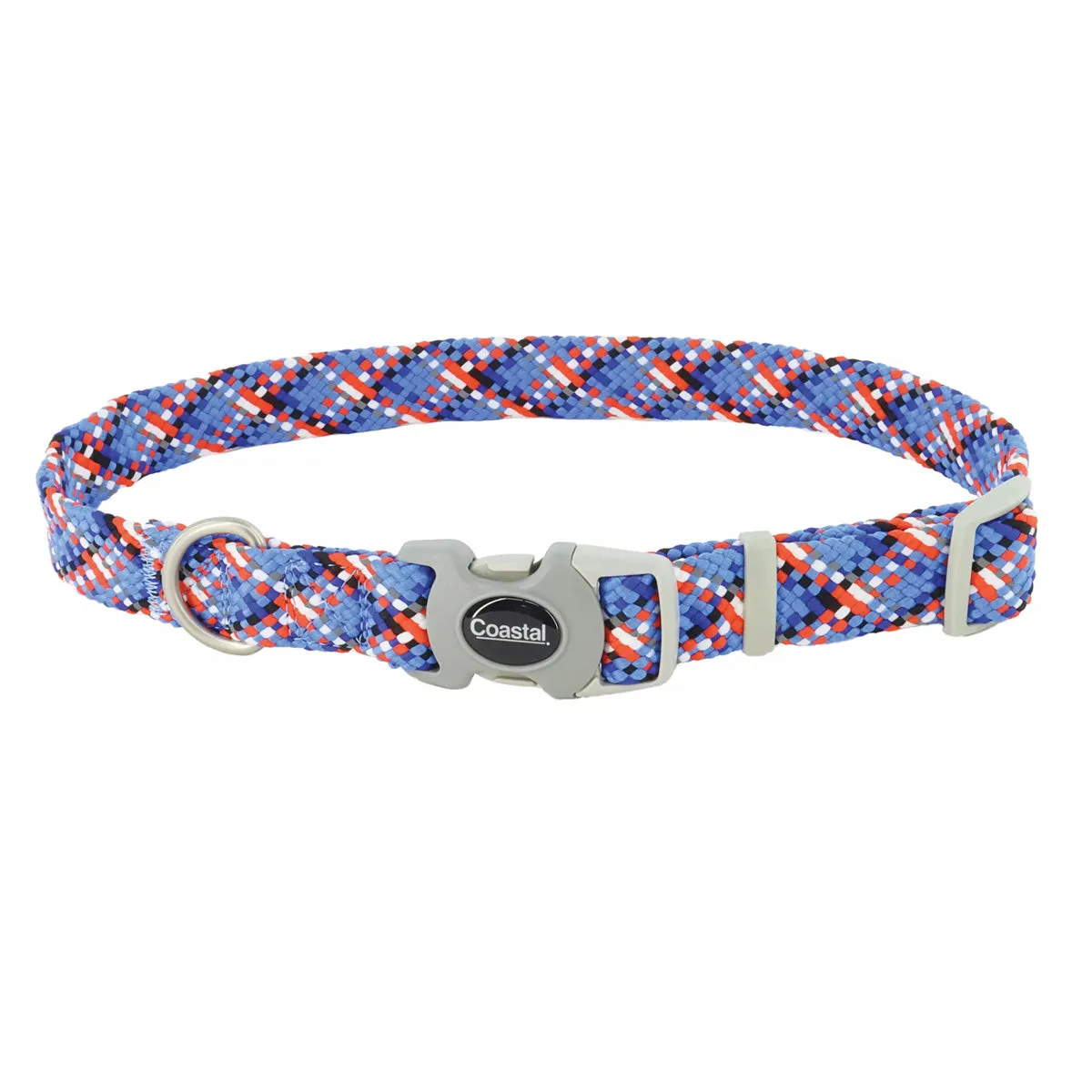 Coastal Pro Active Adjustable Woven Reflective Dog Collar L Cobalt Crossed