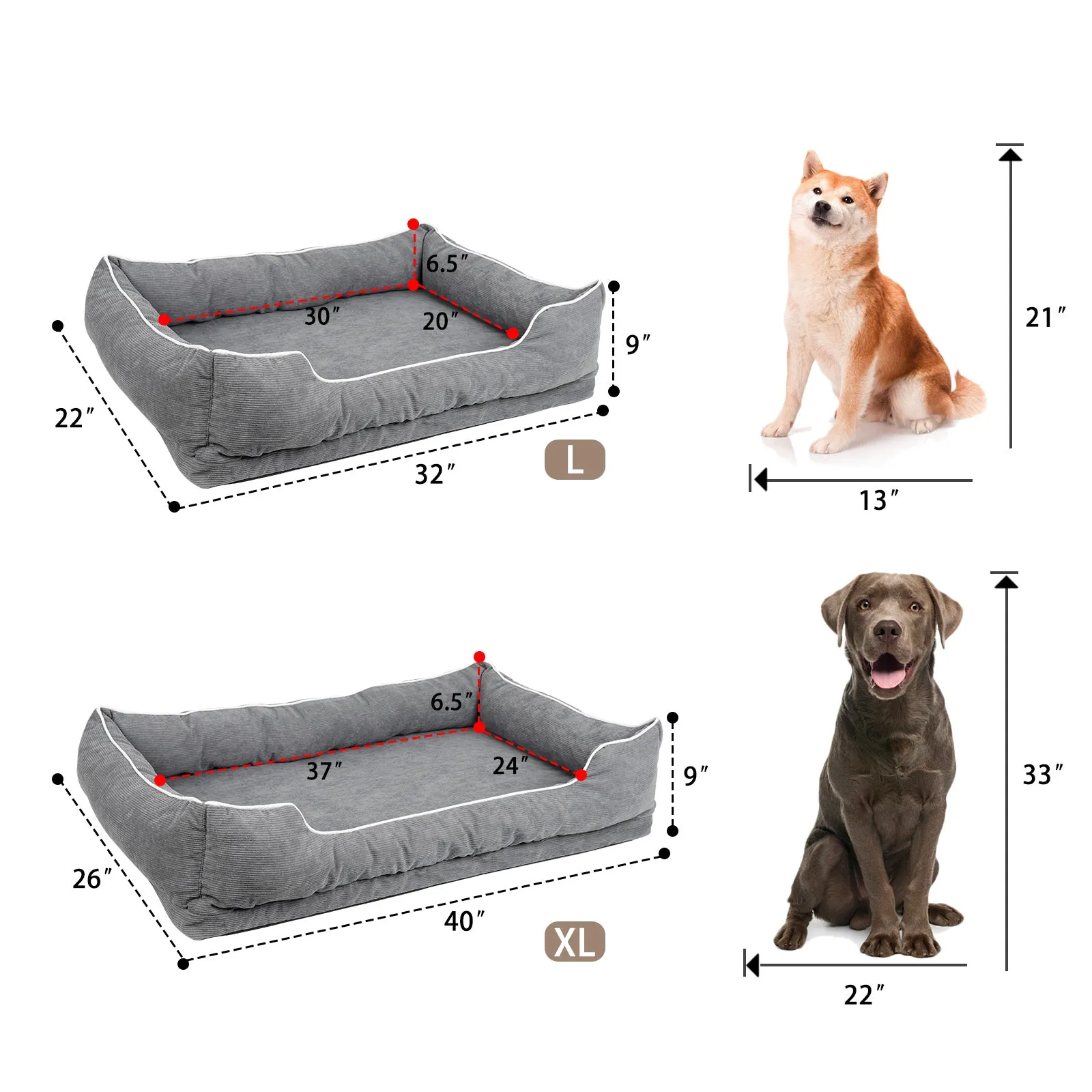 Confote Dog Bed for Medium Large Dogs, Washable Pet Sofa Bed Breathable Soft Couch