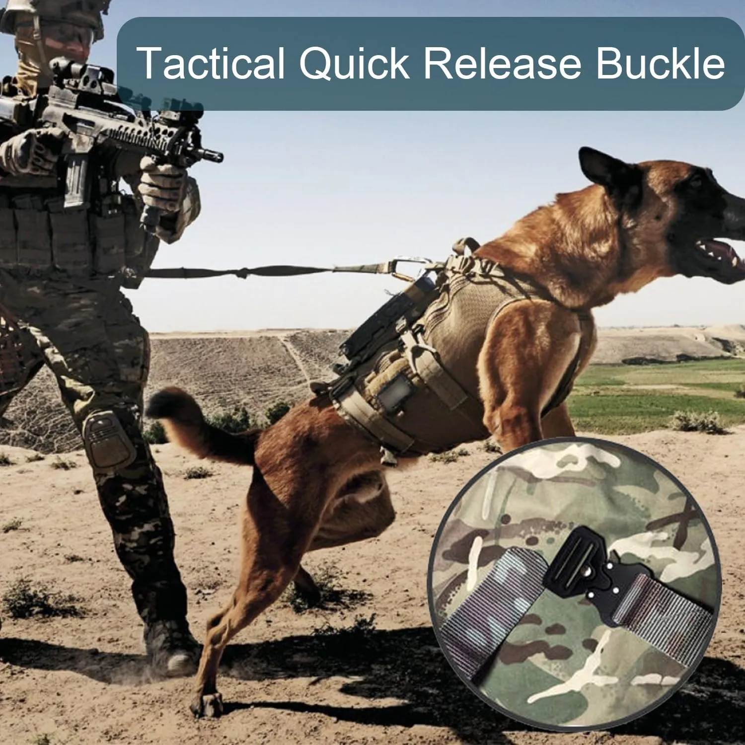 CooBigo 2 Pack Tactical Belt Buckles, 1-1/2" Heavy Duty Metal Tactical Buckle Clips for Dog Collar Hardware, Harness, Backpack, Luggage Strap Release Clasp Replacement (Black)