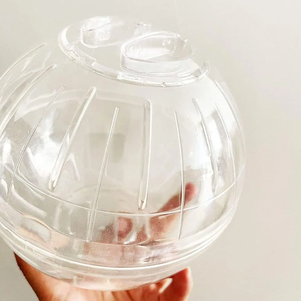 Crystal Hamster Ball for Hamsters Less Than 4 Inches - 6" Guinea Pig Exercise Running Ball - Fitness Wheel for Small Animals - Dwarf Hamster Toy (L, White B)