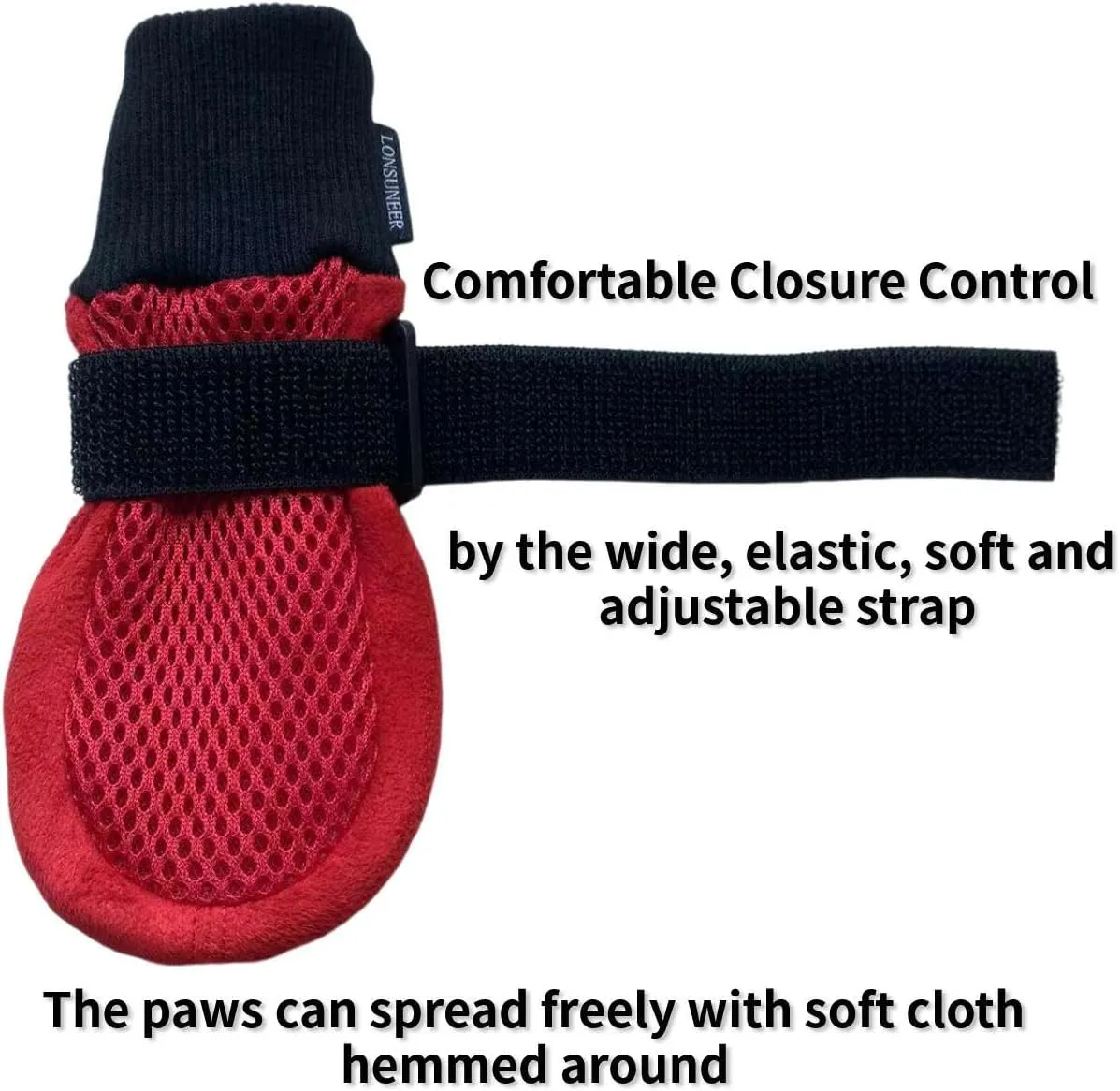 Dog Boots Breathable and Protect Paws Soft Nonslip Soles Red Color Size Large - Inner Sole Width 2.83 Inch
