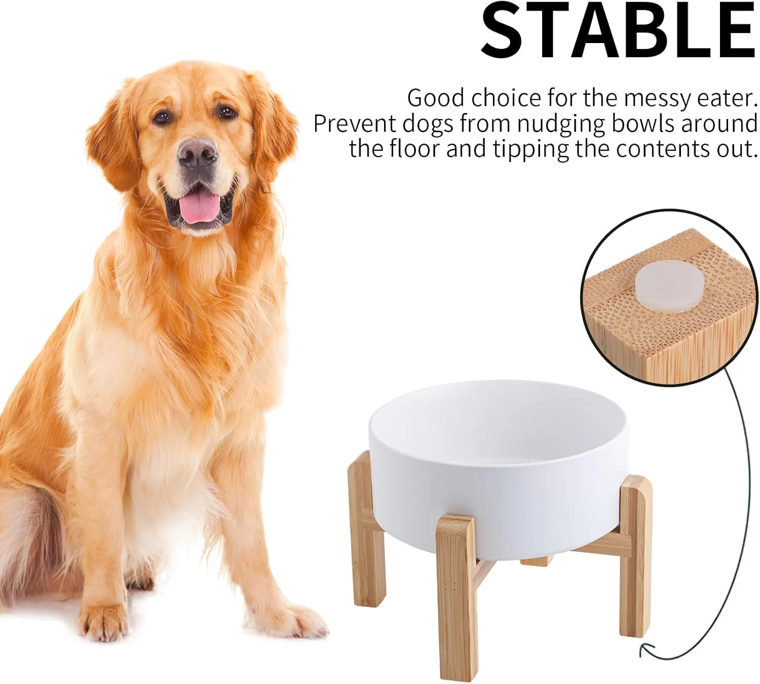 Dog Bowl Stand for Medium & Large Breeds, Elevated/Raised Dog Bowl Holder, 8 in 7.6 Cups, Non Slip, Durable