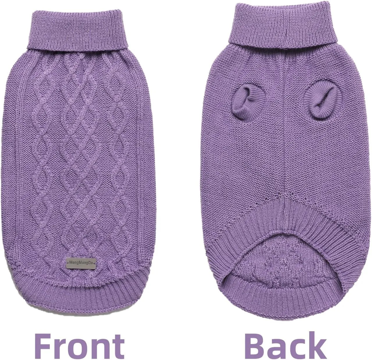 Dog Pullover Sweater, Cold Weather Cable Knitwear, Warm Clothes for Chihuahua, Bulldog, Dachshund, Pug, Yorkie, Dog Outfits for Small Dogs (Purple XS)