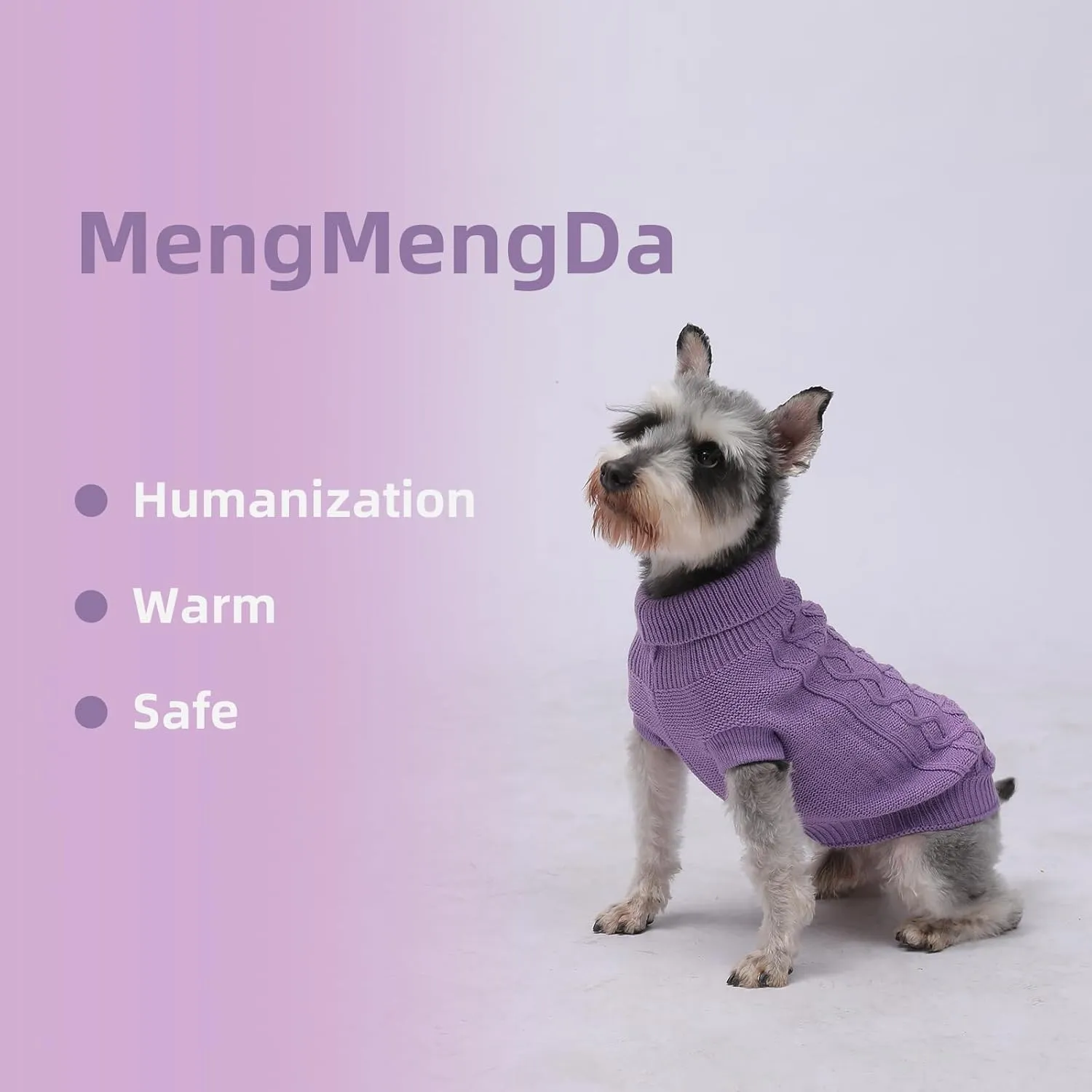 Dog Pullover Sweater, Cold Weather Cable Knitwear, Warm Clothes for Chihuahua, Bulldog, Dachshund, Pug, Yorkie, Dog Outfits for Small Dogs (Purple XS)