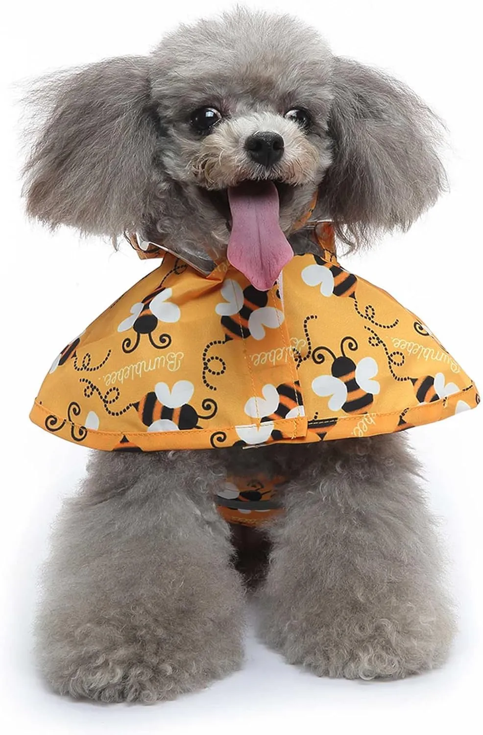 Dog Raincoat Hooded, Reflective Dog Slicker Poncho Adjustable Waterproof Lightweight Rain Jacket for Dogs,Bee,S