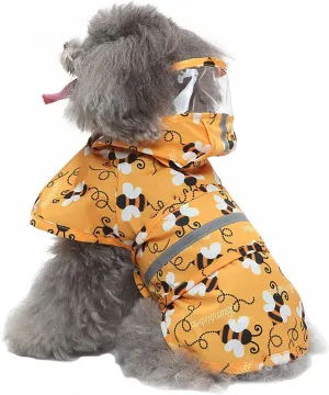 Dog Raincoat Hooded, Reflective Dog Slicker Poncho Adjustable Waterproof Lightweight Rain Jacket for Dogs,Bee,S