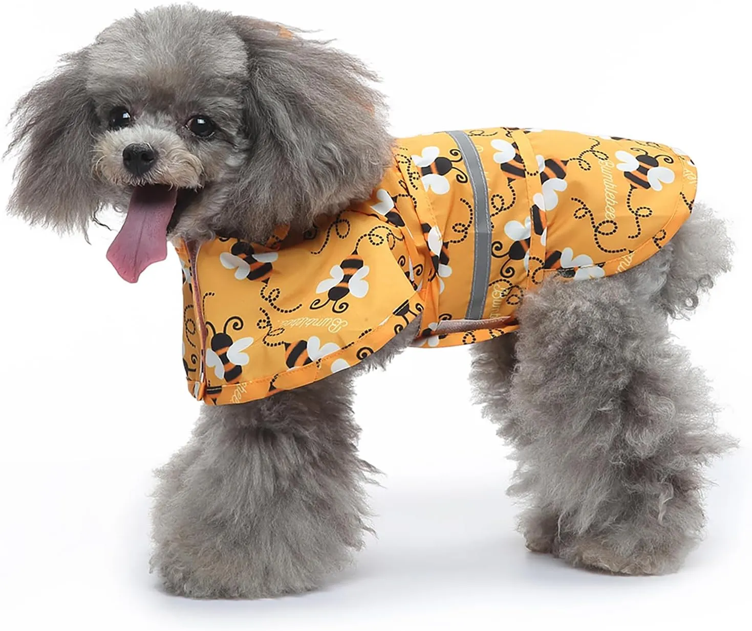 Dog Raincoat Hooded, Reflective Dog Slicker Poncho Adjustable Waterproof Lightweight Rain Jacket for Dogs,Bee,S