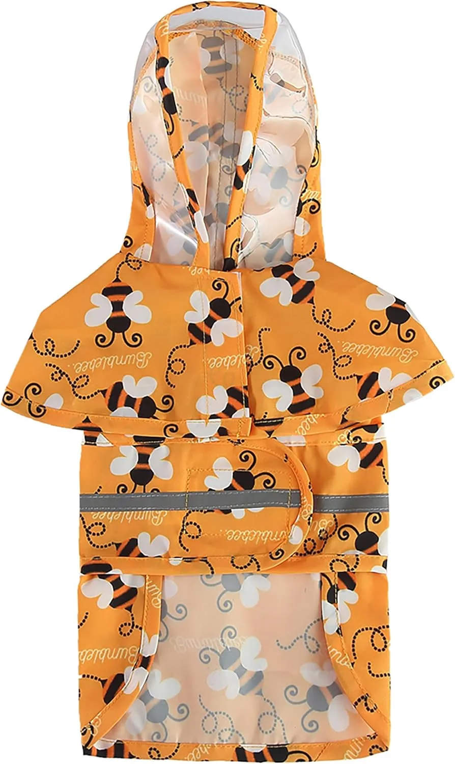 Dog Raincoat Hooded, Reflective Dog Slicker Poncho Adjustable Waterproof Lightweight Rain Jacket for Dogs,Bee,S