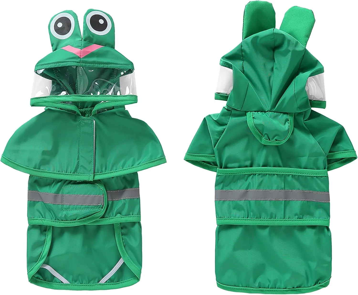 Dog Raincoat Hooded, Reflective Dog Slicker Poncho Adjustable Waterproof Lightweight Rain Jacket for Dogs,Frog,S