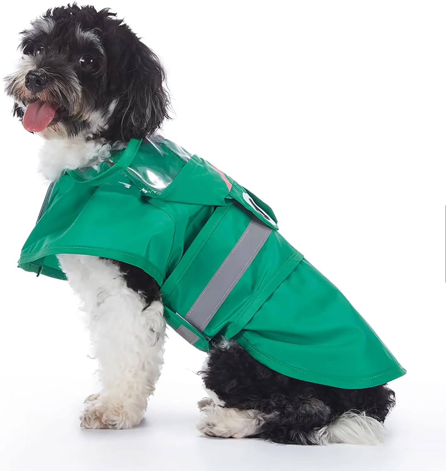 Dog Raincoat Hooded, Reflective Dog Slicker Poncho Adjustable Waterproof Lightweight Rain Jacket for Dogs,Frog,S