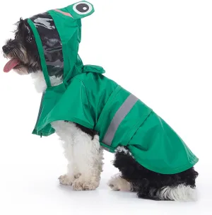 Dog Raincoat Hooded, Reflective Dog Slicker Poncho Adjustable Waterproof Lightweight Rain Jacket for Dogs,Frog,S