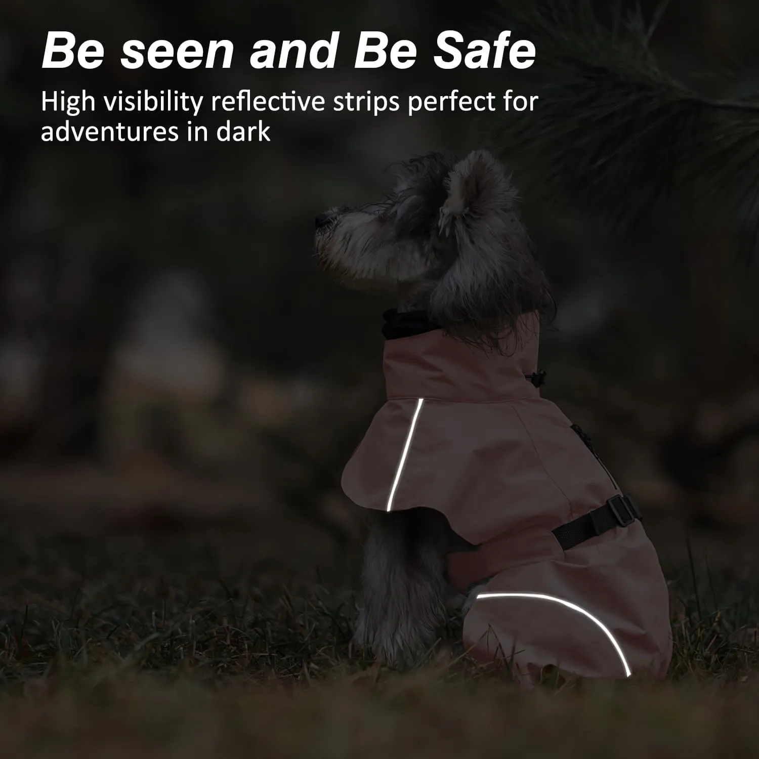 Dog Raincoat, Waterproof Dog Rain Jacket with Calming Hood, Adjustable Lightweight Dog Rain Coat with Zipper Leash Hole and Reflective Strip for Small Medium Dogs Puppies(Pink, L)