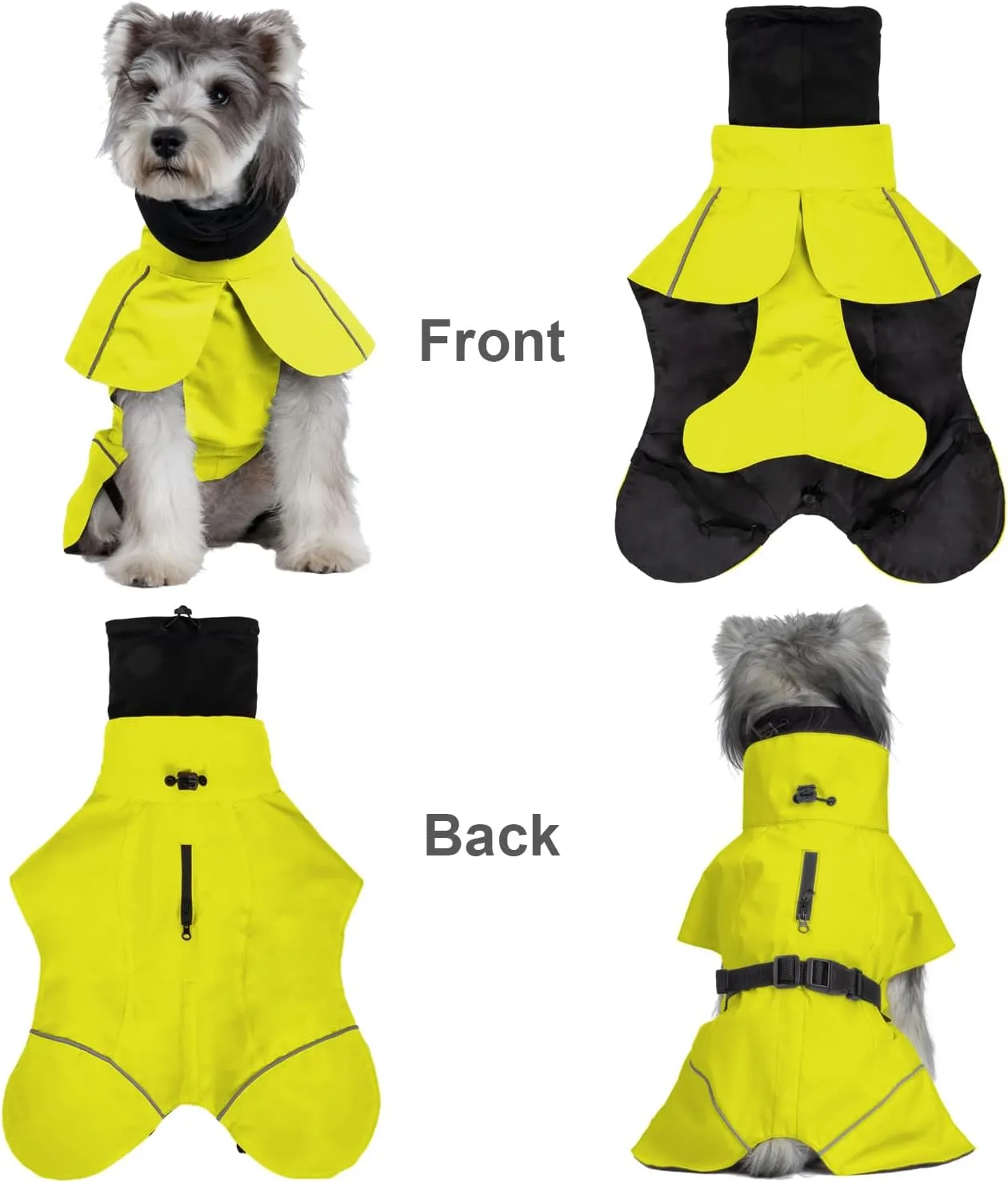 Dog Raincoat, Waterproof Dog Rain Jacket with Calming Hood, Lightweight Coat with Zipper Leash Hole and Reflective Strip, Green, L