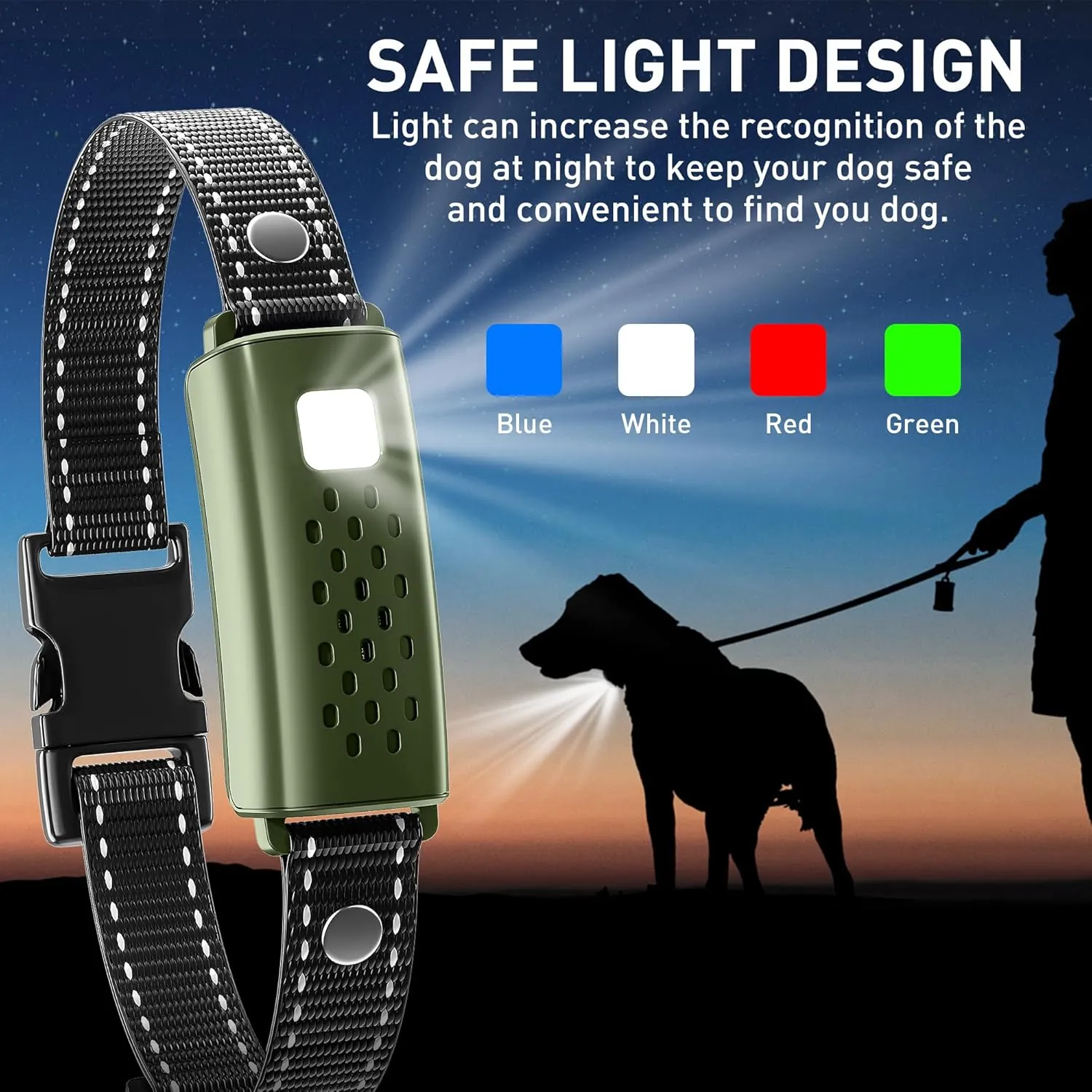 Dog Shock Collar with Flashing Light for Night Walks,4000FT Dog Training Collar with Adjustable Pitch Beep(1-8), Vibration(1-16), Shock(1-99) and Keypad Lock, Shock Collar for Large Medium Small Dogs