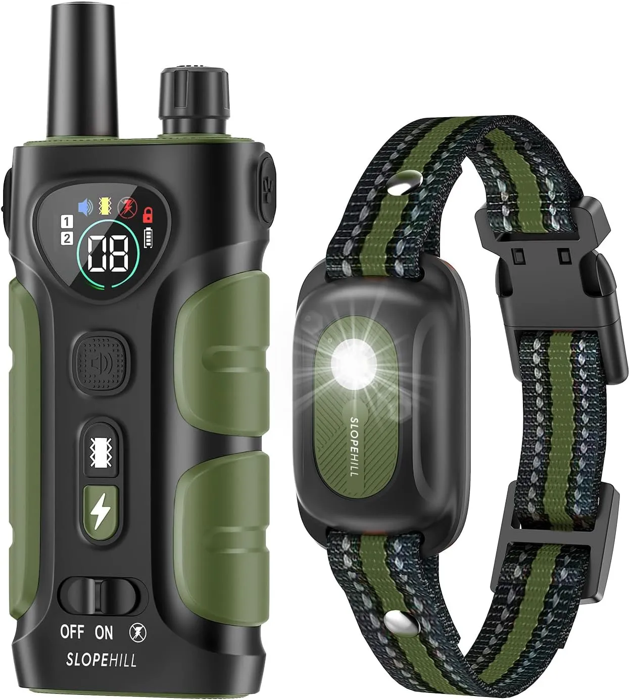 Dog Shock Collar,4200FT Dog Training Collar with Remote,IPX8 Waterproof E-Collar with Beep,Vibration,Shock,Flash Light,No Shock Mode,Electric Shock Collar for Small Medium Large Dogs,Green