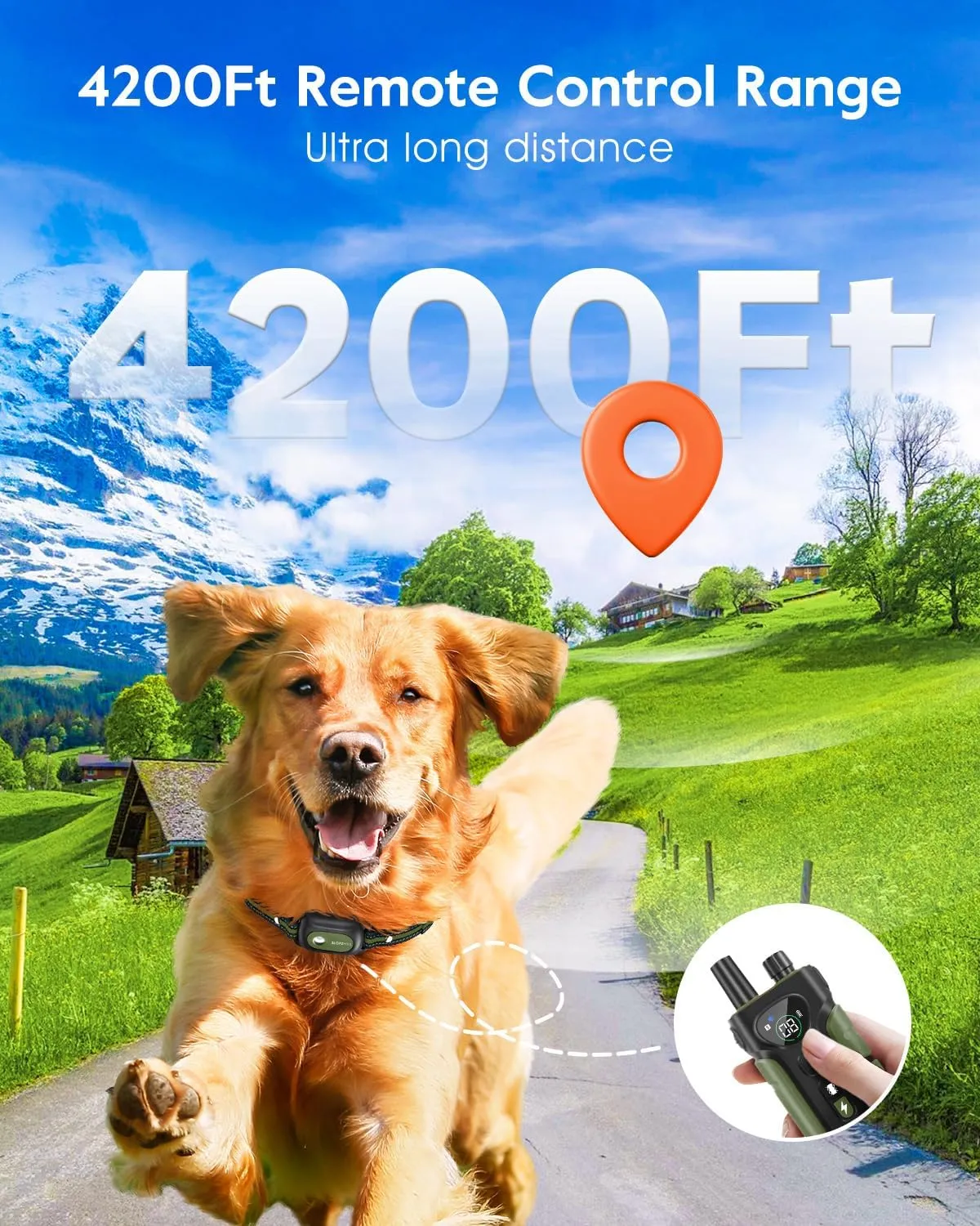 Dog Shock Collar,4200FT Dog Training Collar with Remote,IPX8 Waterproof E-Collar with Beep,Vibration,Shock,Flash Light,No Shock Mode,Electric Shock Collar for Small Medium Large Dogs,Green