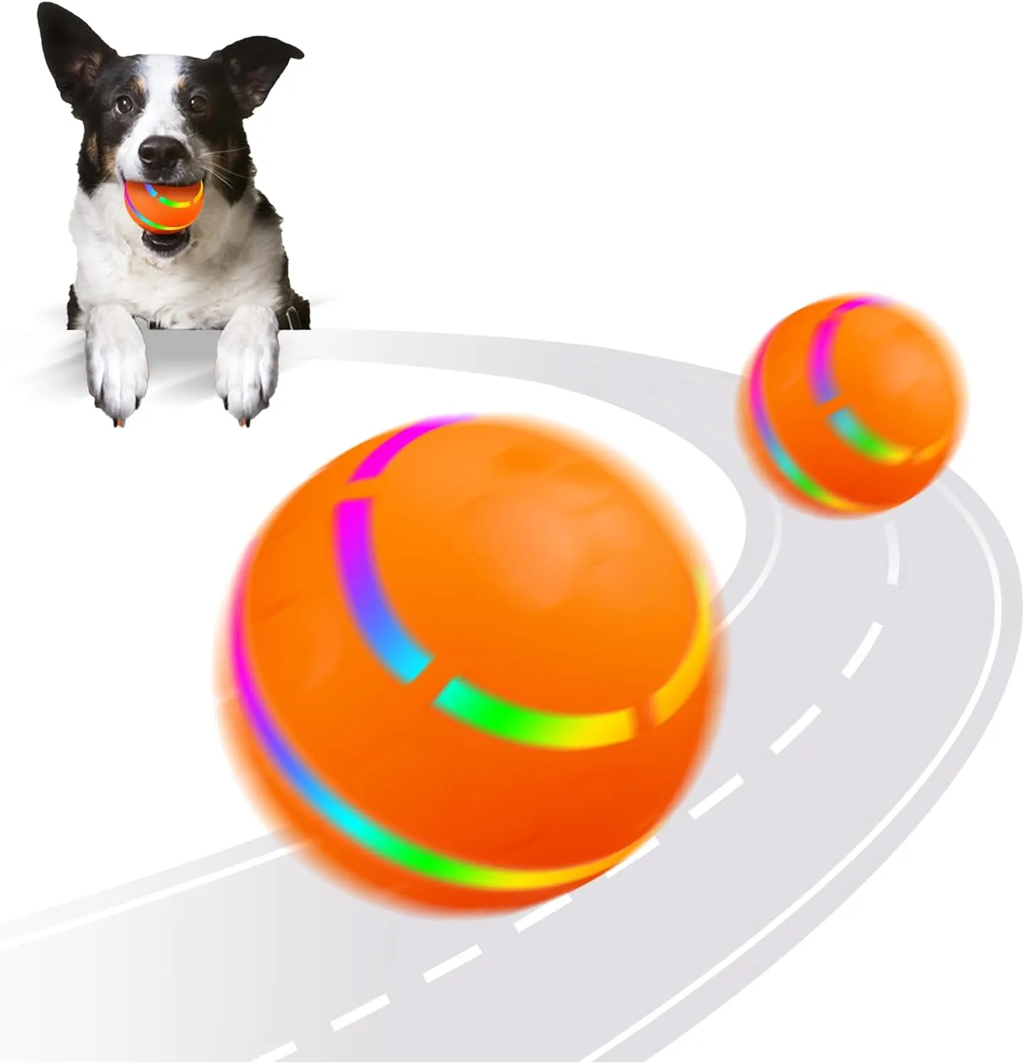 Dog Toy Balls with Remote Control, Interactive Toys for Puppy Small Dogs Cats, Robust self-Rolling Ball, Tough Motion Activated Automatic Moving Dog Ball Toys Indoor Outdoor, Orange