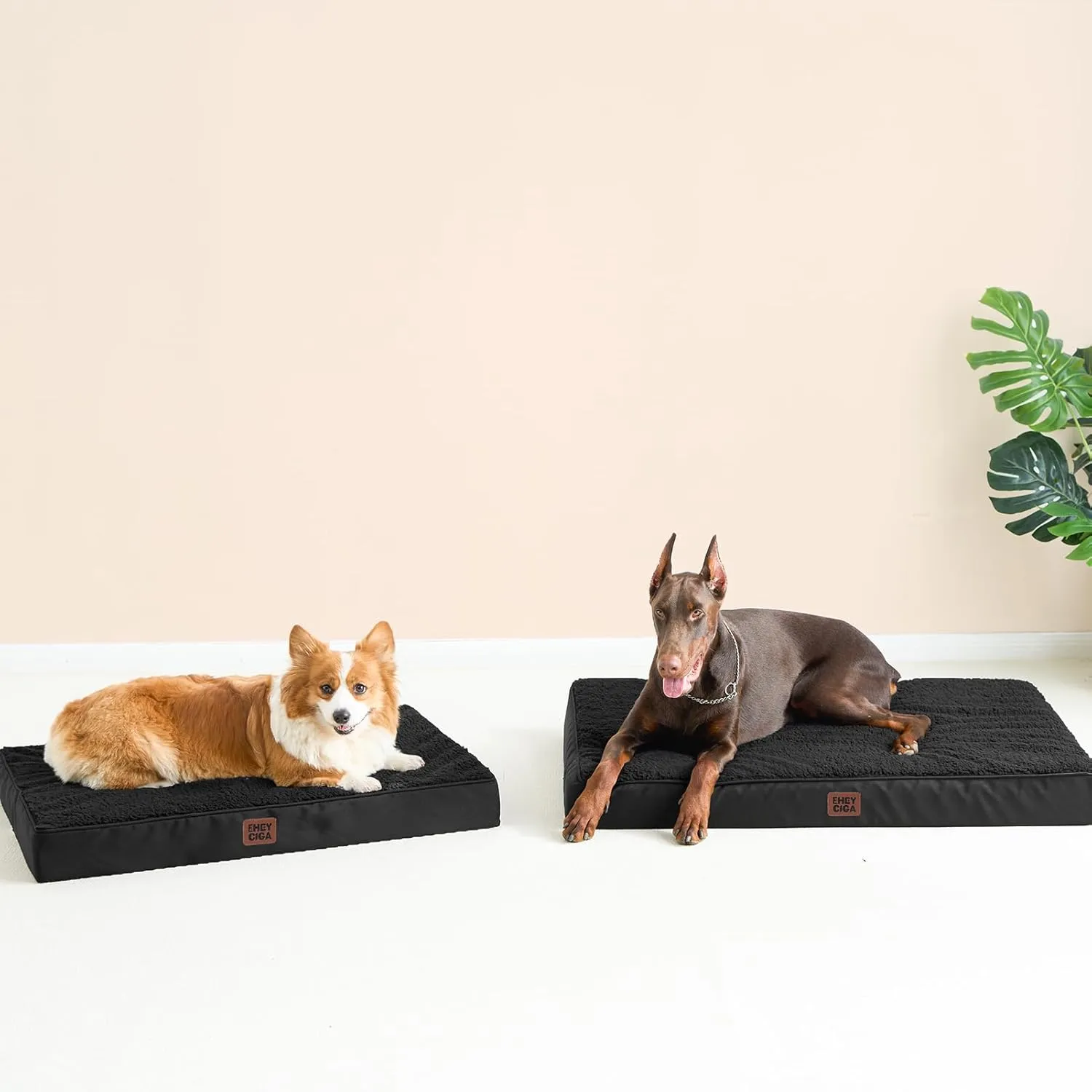 EHEYCIGA Orthopedic XXL Dog Beds for Jumbo Dogs with Removable Washable Cover for Crate, Black, 47x29