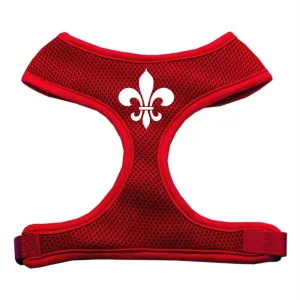 Fleur de Lis Design Soft Mesh Harnesses Red Medium