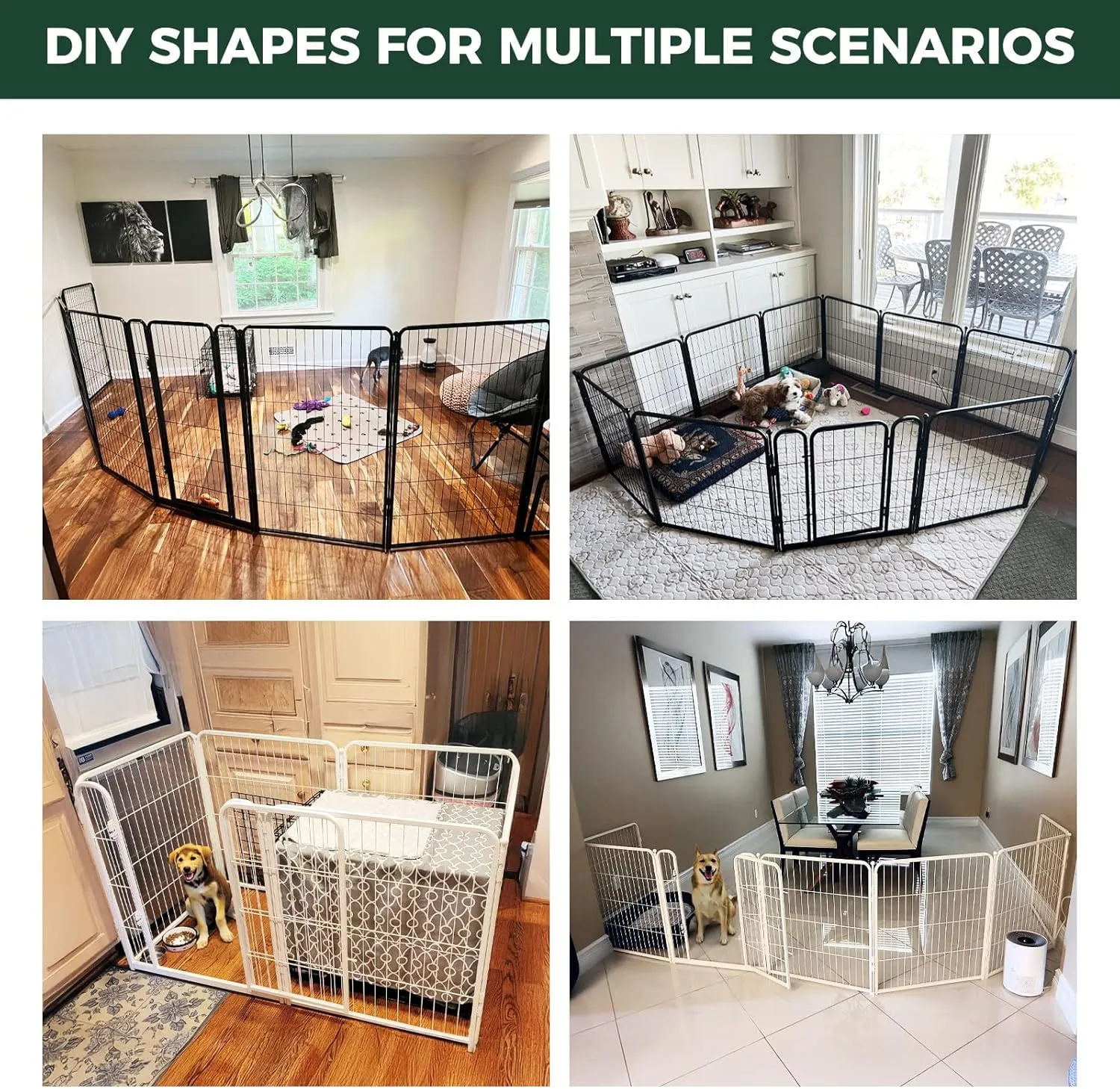 FXW Homeplus Dog Playpen for Indoor Use - Stress-Free and Safe Play, Heavy Duty 40 Inch 16 Panels Dog Pen for Medium and Large Dogs, BlackPatented